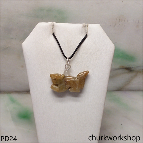 Brownish jade dragon pendant