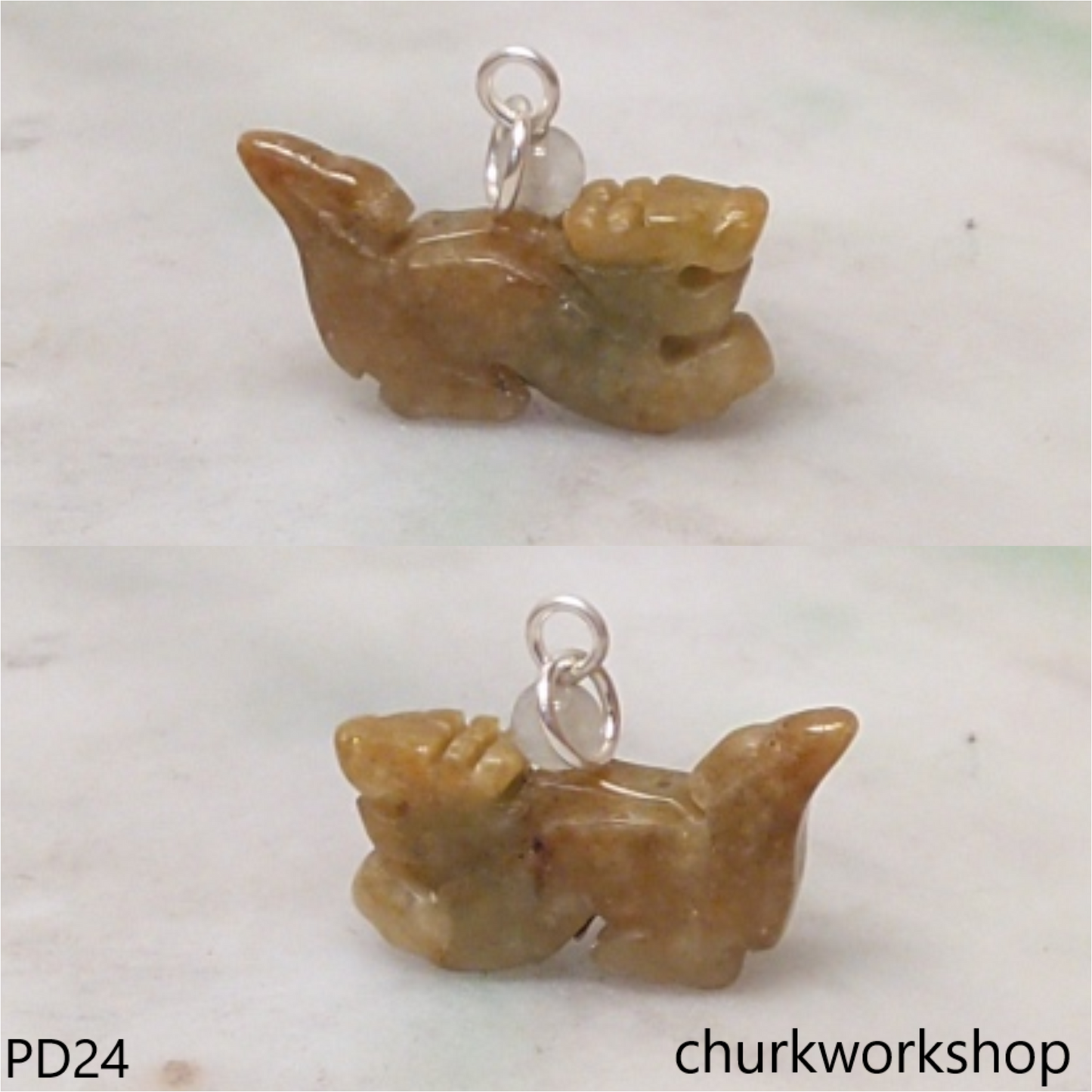 Brownish jade dragon pendant