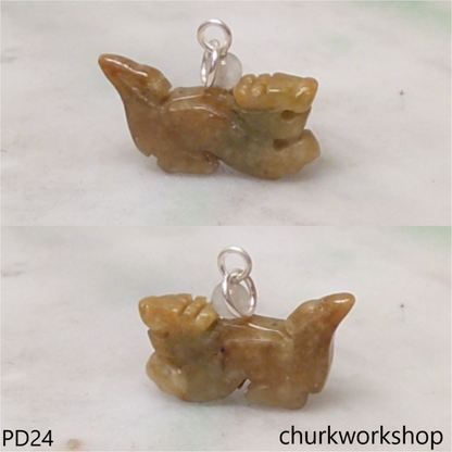 Brownish jade dragon pendant