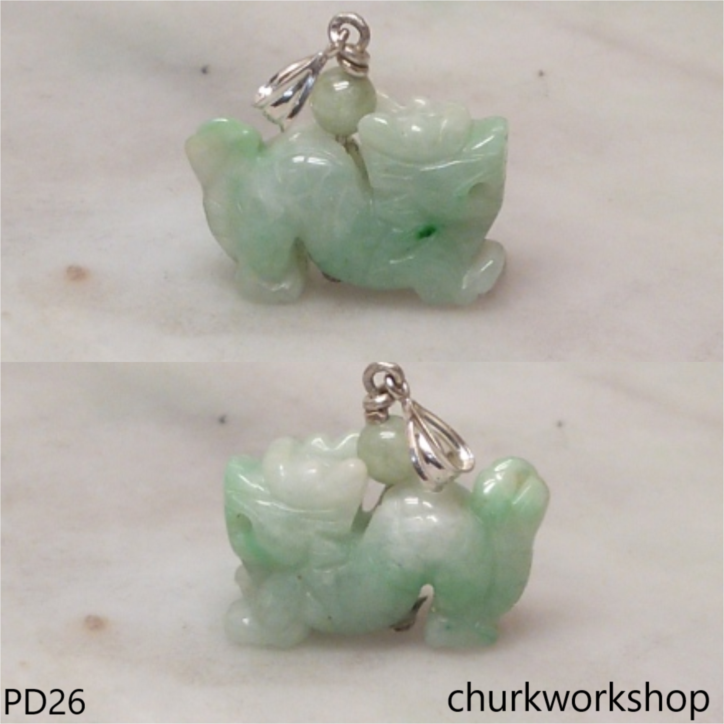 Light green jade dragon pendant