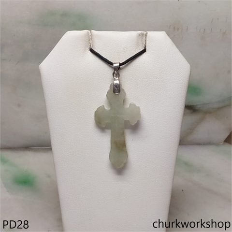 Light green jade cross pendant