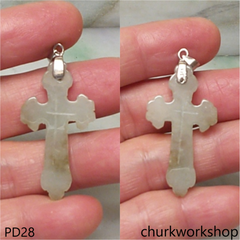Light green jade cross pendant
