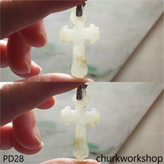 Light green jade cross pendant