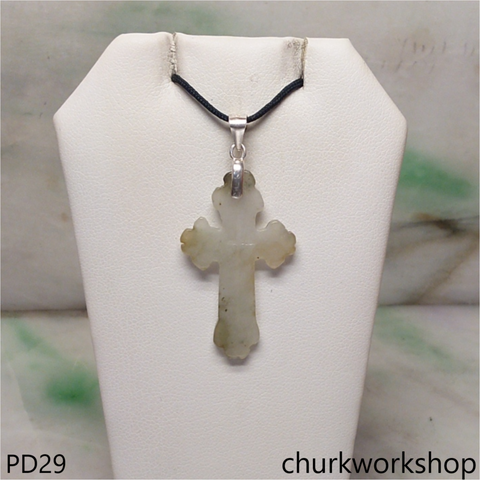 Light green jade cross pendant