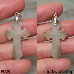 Light green jade cross pendant