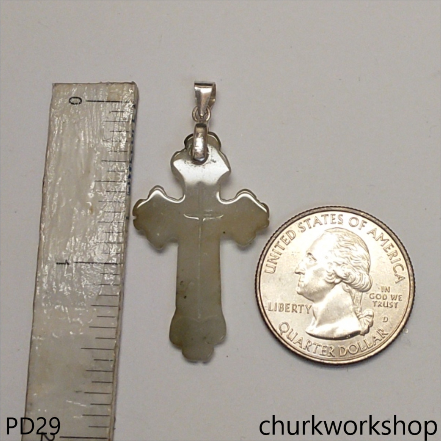 Light green jade cross pendant