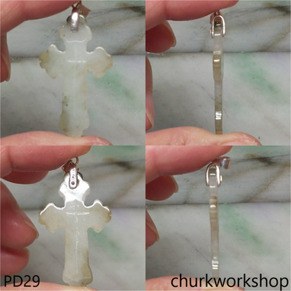 Light green jade cross pendant