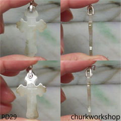 Light green jade cross pendant