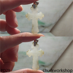 Light green jade cross pendant