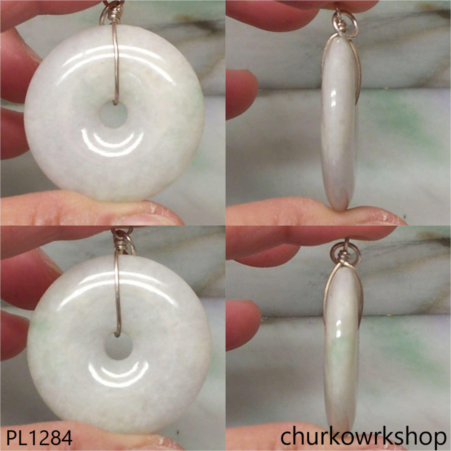 Pale lavender jade Donut pendant