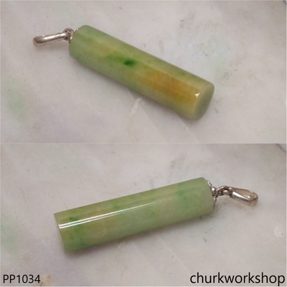 Light green with yellowish jade cylinder