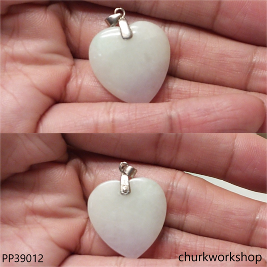 Pale lavender & green jade heart pendant