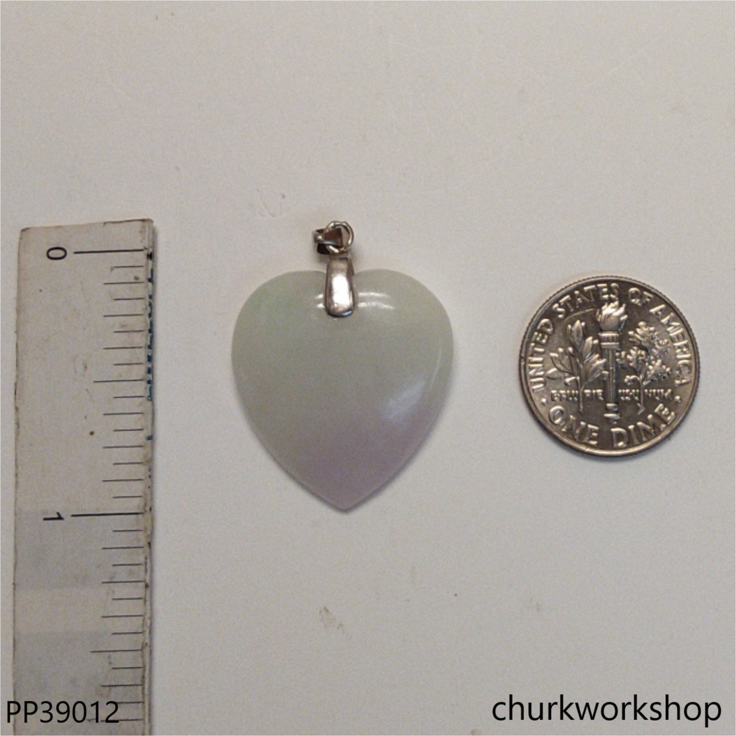 Pale lavender & green jade heart pendant