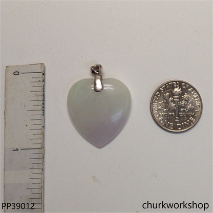 Pale lavender & green jade heart pendant