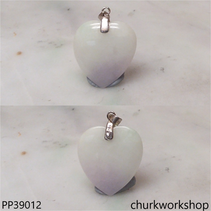 Pale lavender & green jade heart pendant
