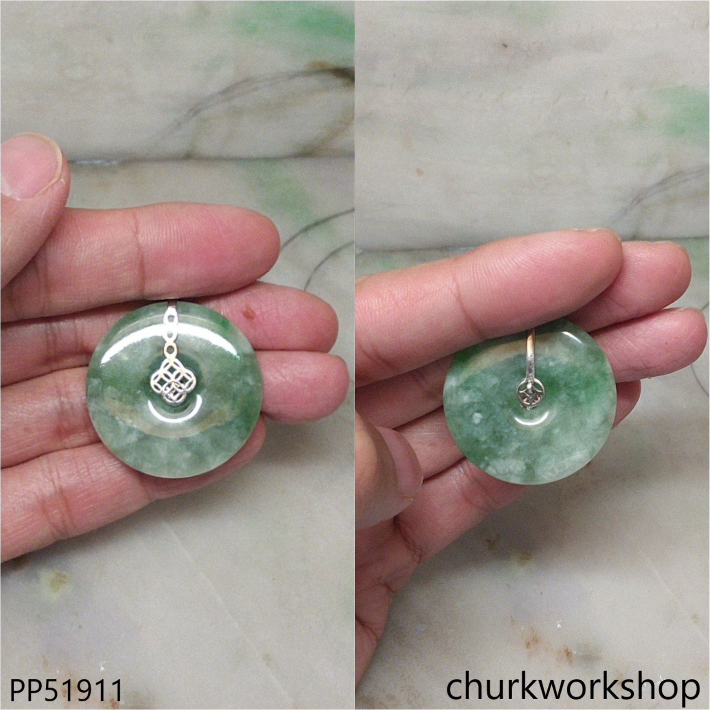 Molt green jade Donut pendant