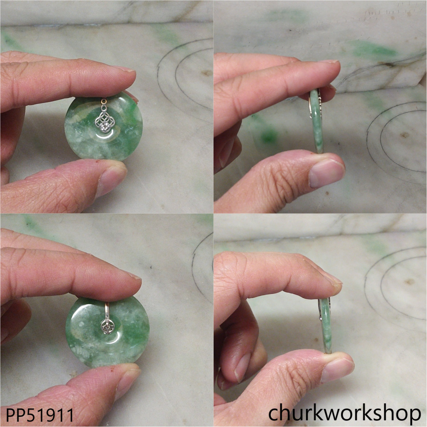 Molt green jade Donut pendant