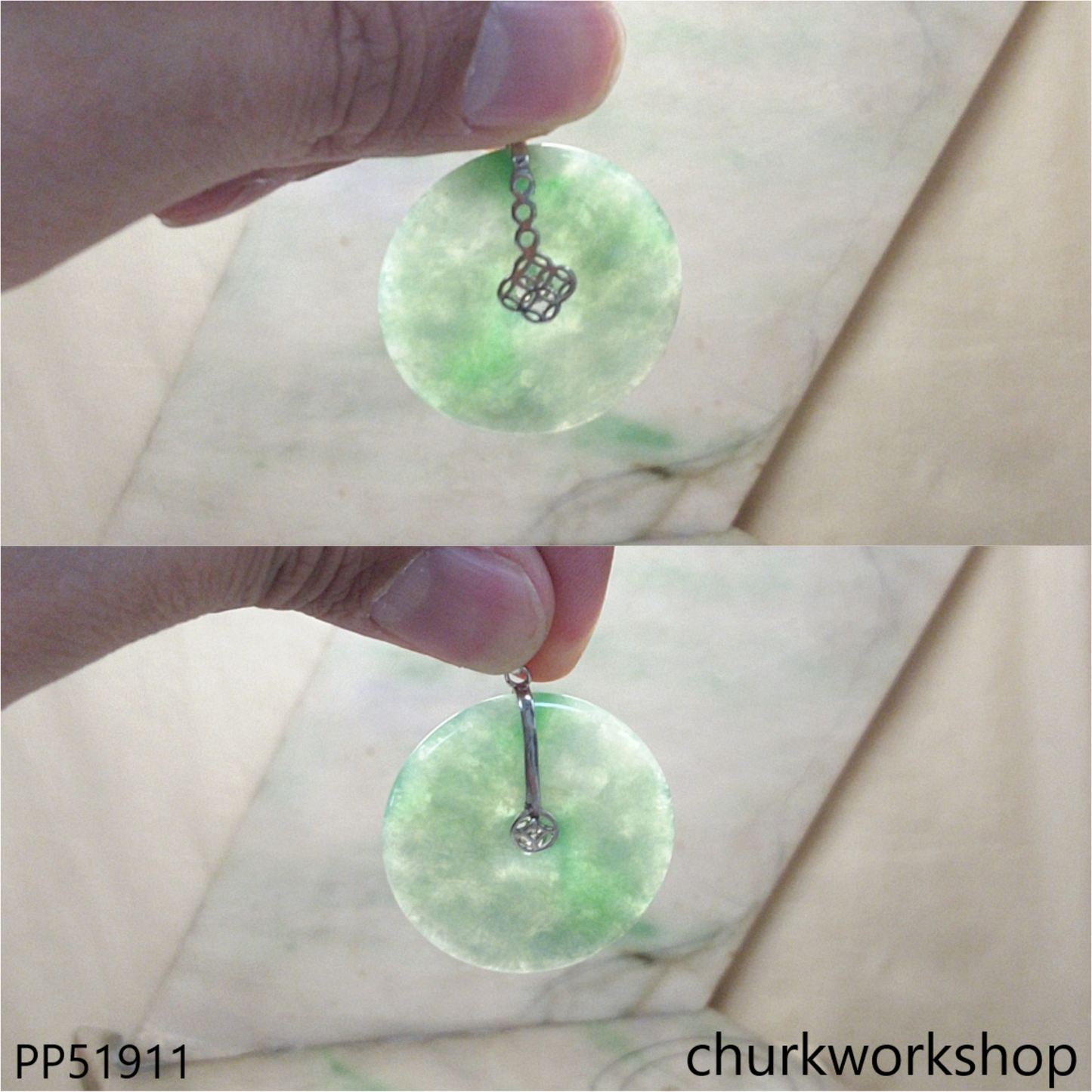 Molt green jade Donut pendant