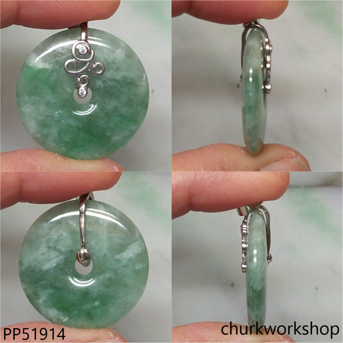 Molt green jade Donut pendant