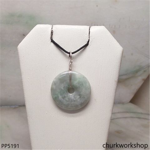 Grayish green jade Donut pendant