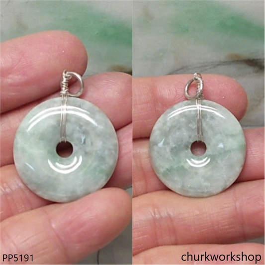 Grayish green jade Donut pendant