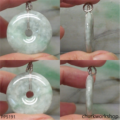 Grayish green jade Donut pendant