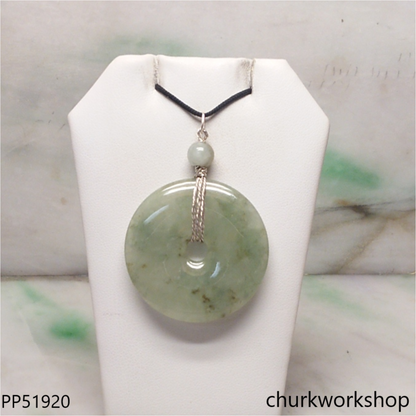 Bluish green jade Donut pendant