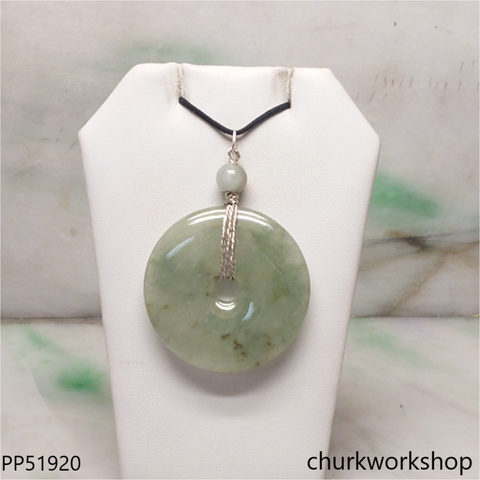 Bluish green jade Donut pendant