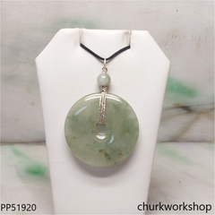 Bluish green jade Donut pendant
