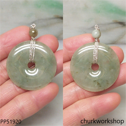 Bluish green jade Donut pendant