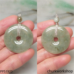 Bluish green jade Donut pendant