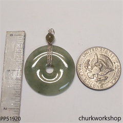 Bluish green jade Donut pendant