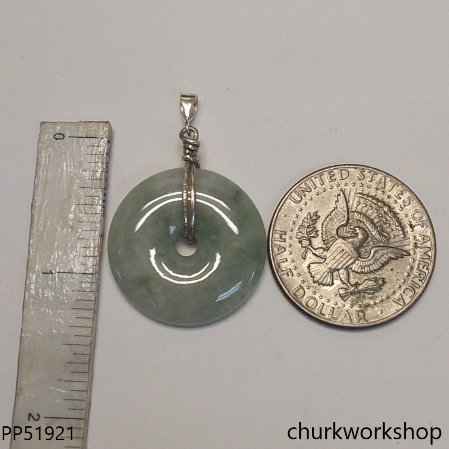 Light green jade Donut pendant