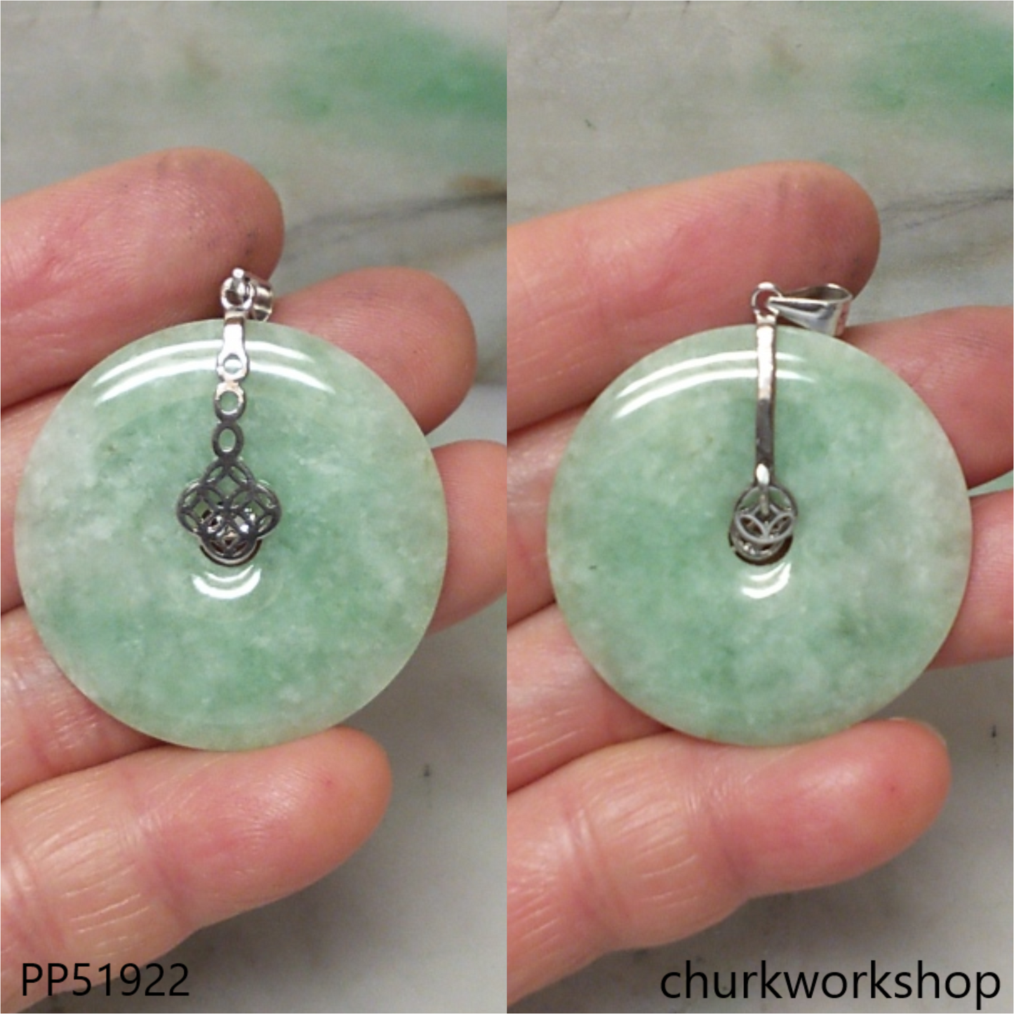 Light green jade Donut pendant