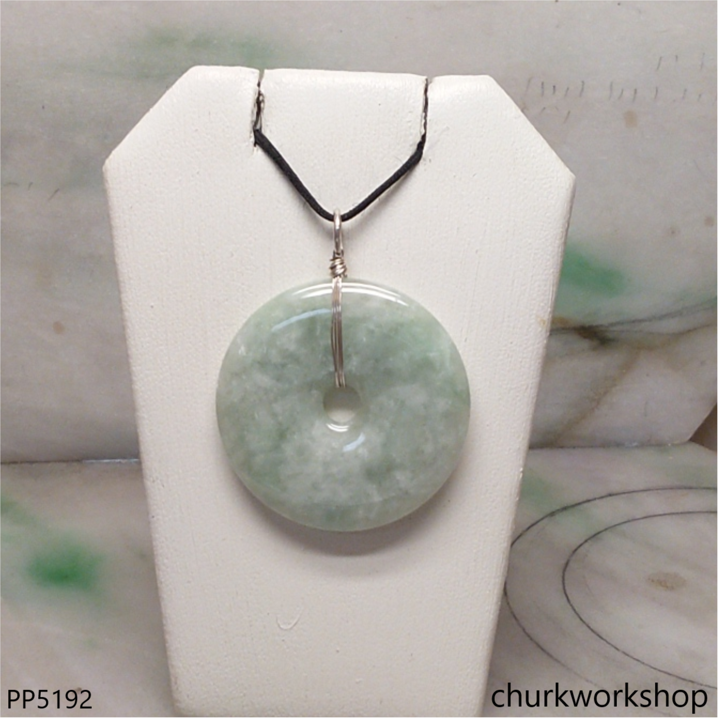 Light green jade Donut pendant