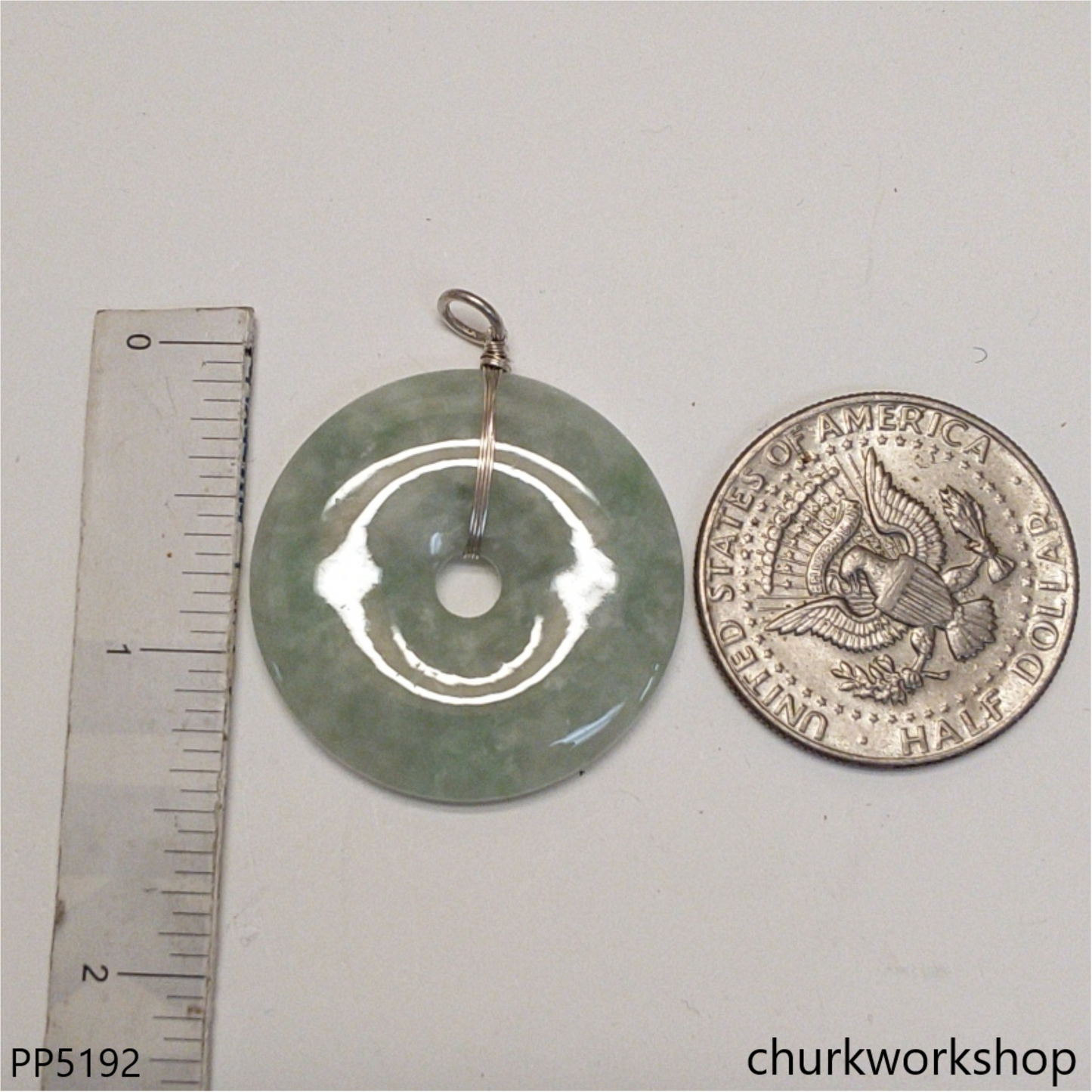 Light green jade Donut pendant