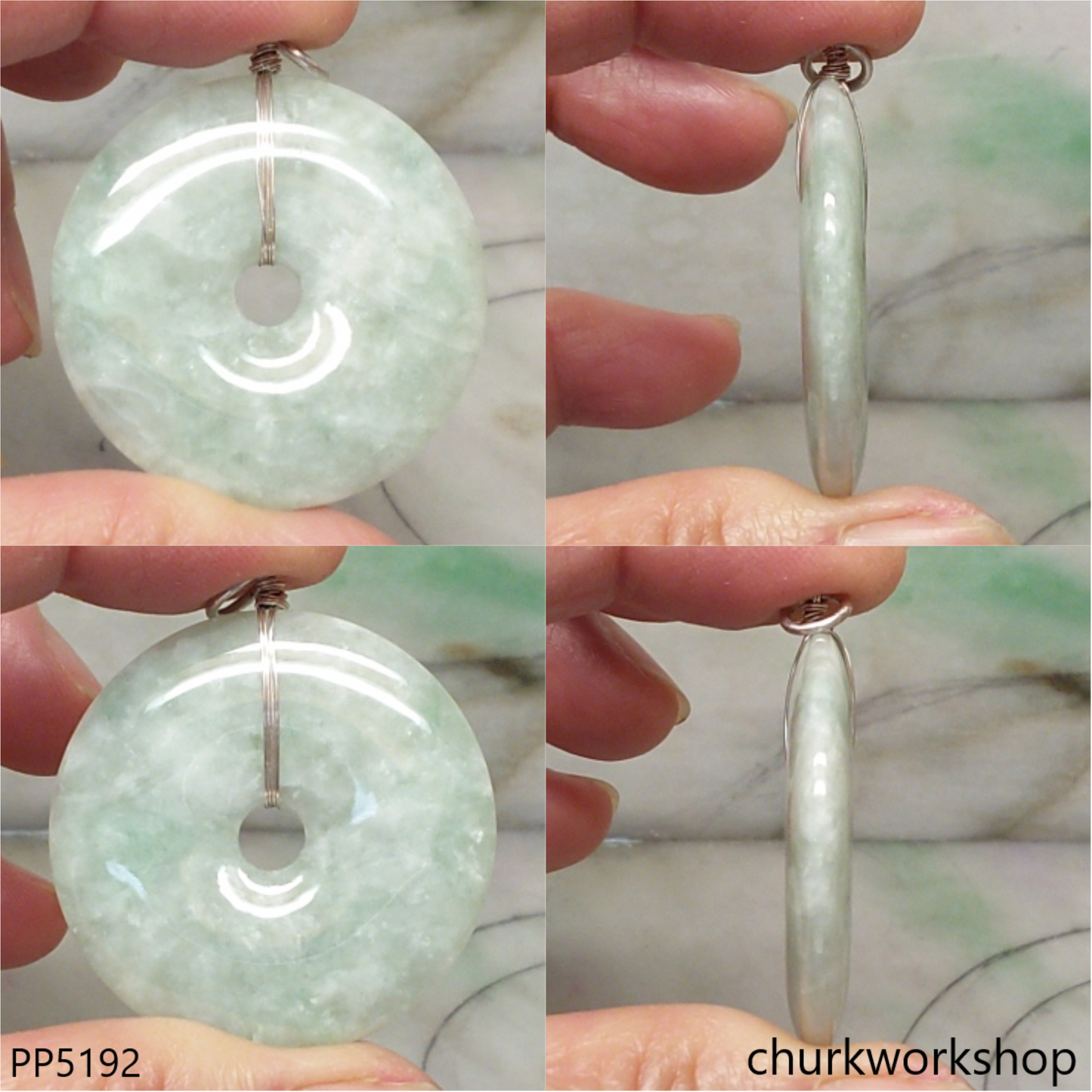 Light green jade Donut pendant
