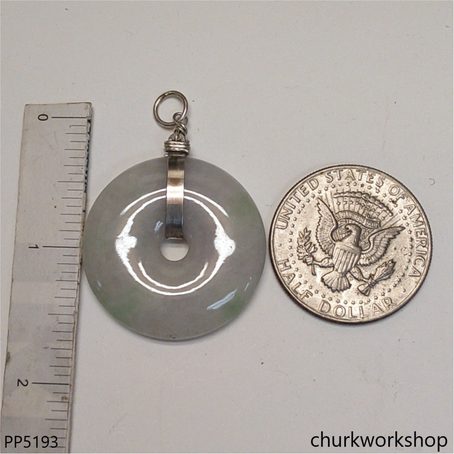 Pale lavender jade Donut pendant