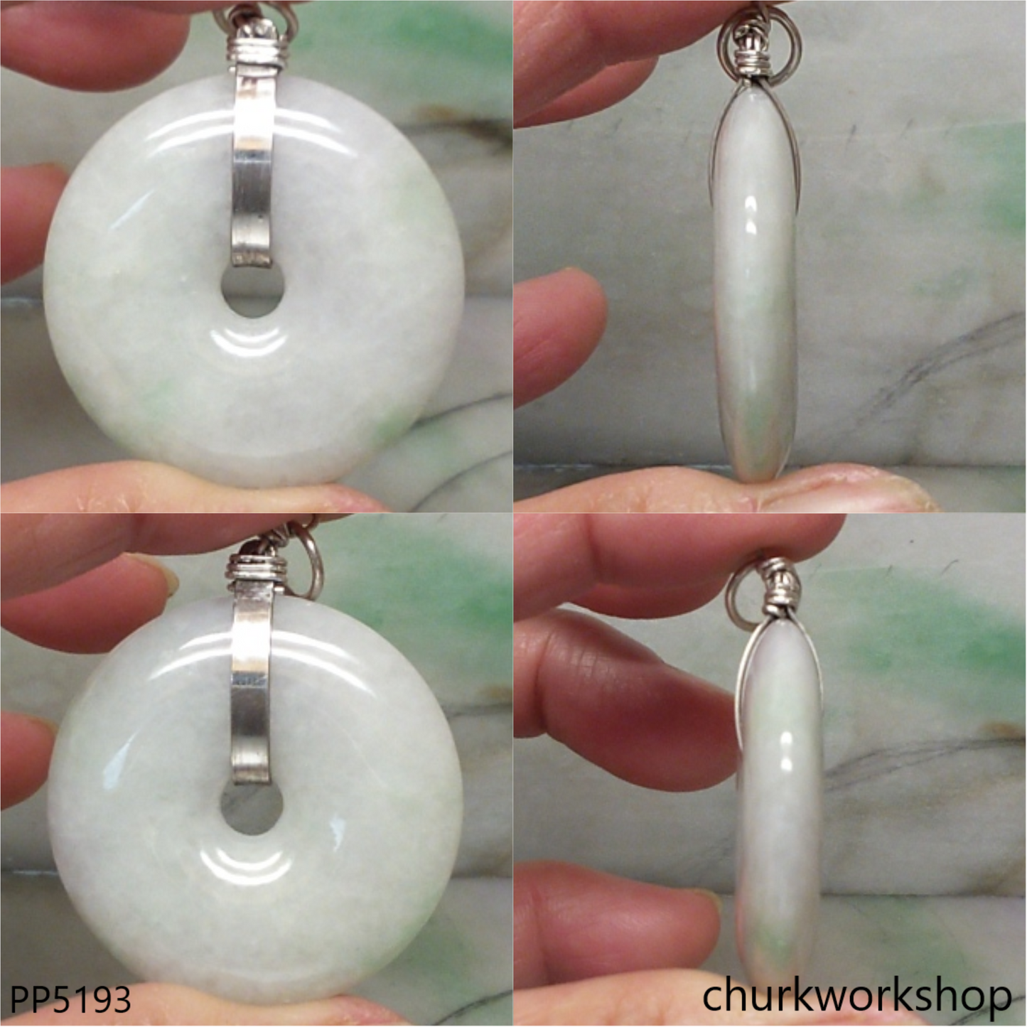 Pale lavender jade Donut pendant