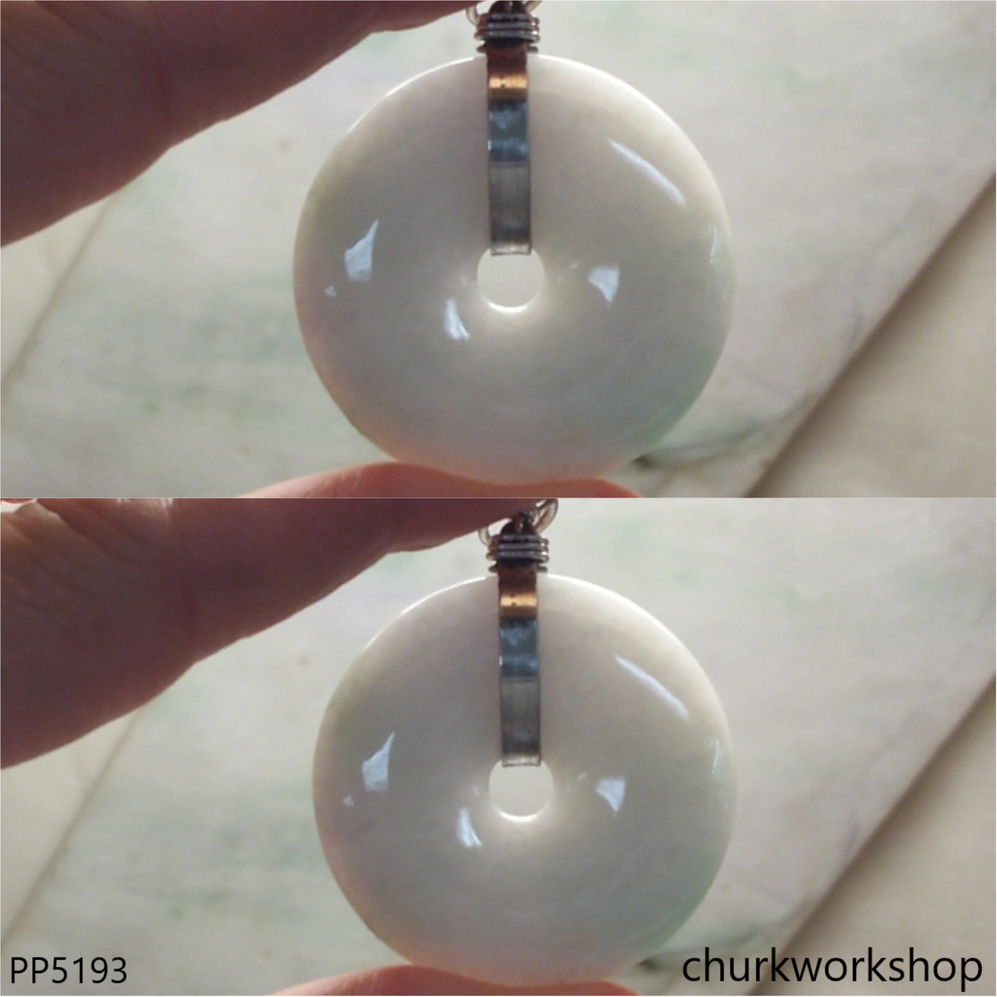 Pale lavender jade Donut pendant