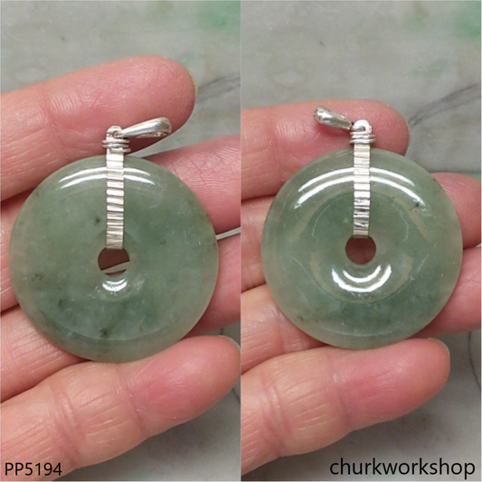 Bluish green jade Donut pendant