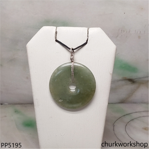 Bluish green jade Donut pendant