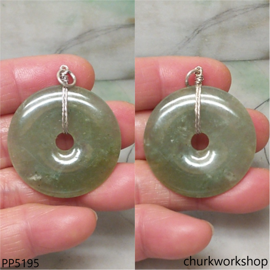 Bluish green jade Donut pendant