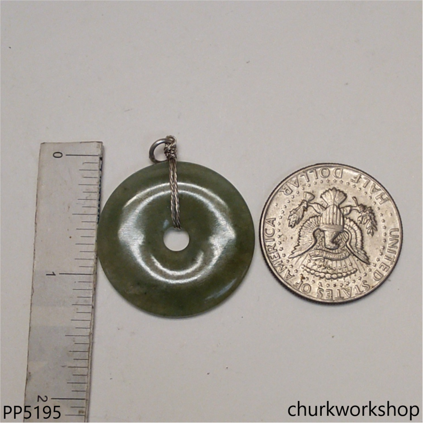 Bluish green jade Donut pendant