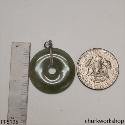 Bluish green jade Donut pendant