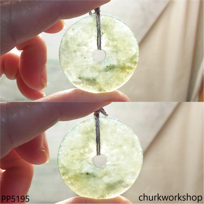 Bluish green jade Donut pendant