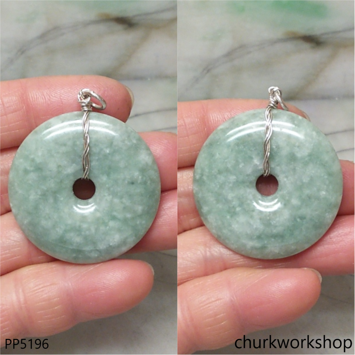 Molt green jade Donut pendant
