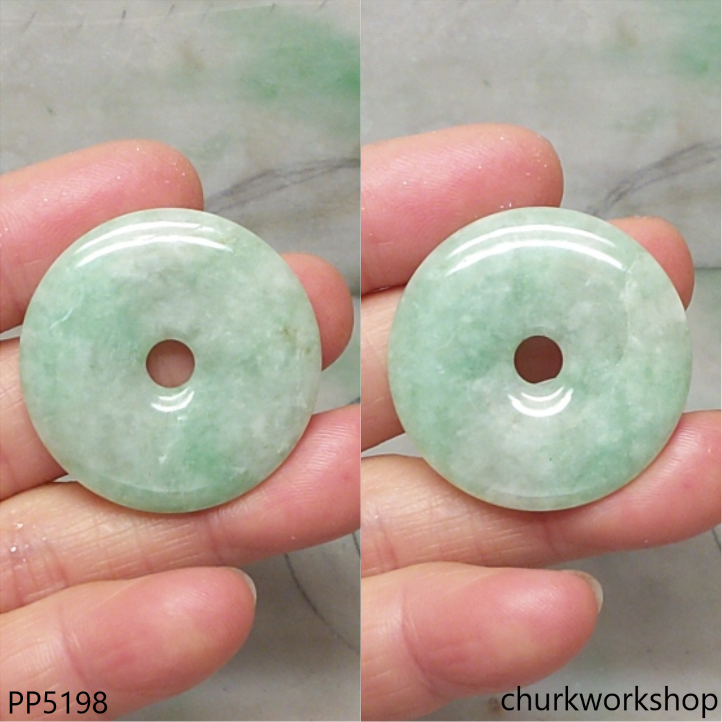 Light green jade Donut pendant