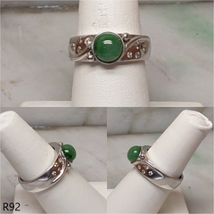 14K white gold diamond green jade ring