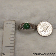 14K white gold diamond green jade ring